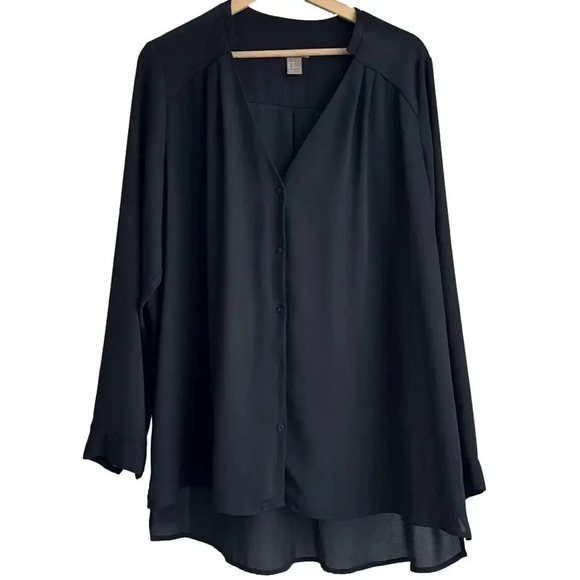 Black V-Neck Blouse - Picture 1 of 4